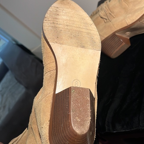 Vintage Sheriff Houston Tan Suede Boots Size 8 Fringe Western midi height - Picture 4 of 9